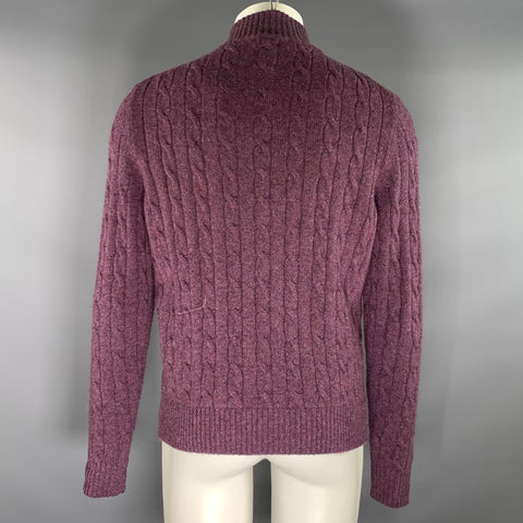ETRO Size M Purple Cable Knit Cashmere Zip Up Jacket