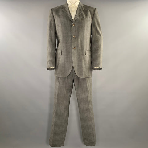 POLO Chest Size 44 Grey Pinstripe Wool Notch Lapel 36 30 Suit