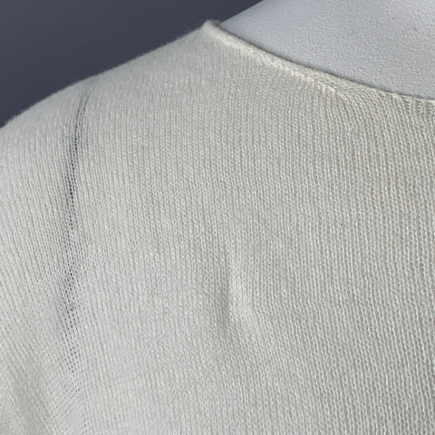 ESKANDAR Taille L Pull ample en tricot de lin et coton crème