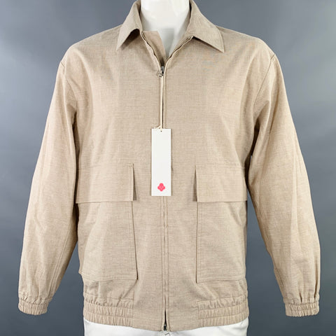 IKIJI Size XL Beige Wool Linen Cotton Blouson Jacket