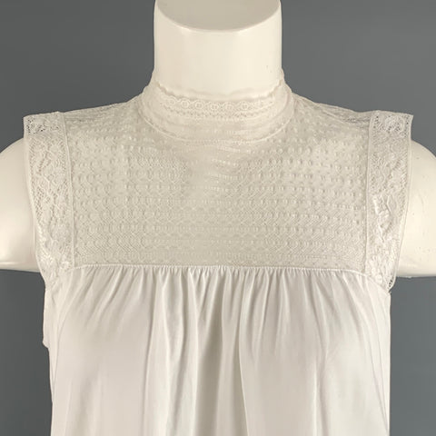 BURBERRY LONDON Size M White Cotton Sleeveless Casual Top