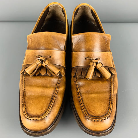 TOD'S Mocasines con borlas de cuero desgastado marrón talla 8