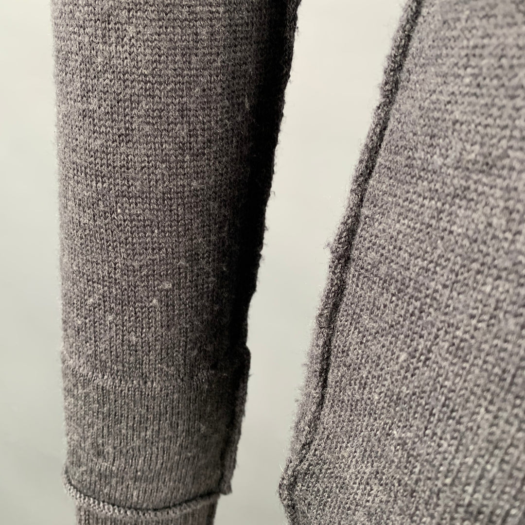 NICE COLLECTIVE Size S Grey Charcoal Knit Merino Wool V-Neck Sweater