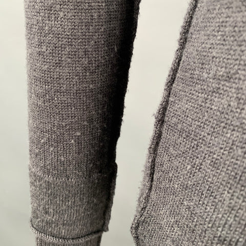 NICE COLLECTIVE Taille S Pull en laine mérinos col en V gris anthracite tricoté