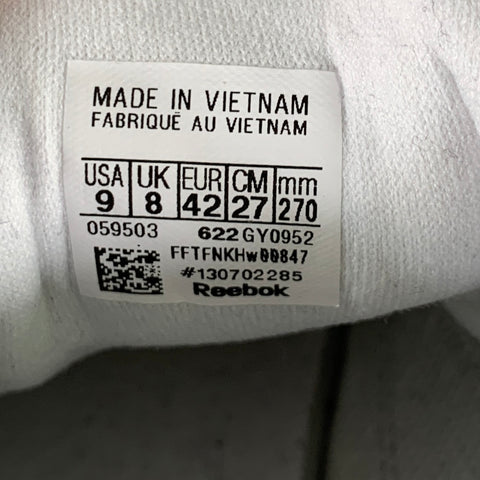REEBOK Size 9 White Mixed Patterns Leather Runner Sneakers