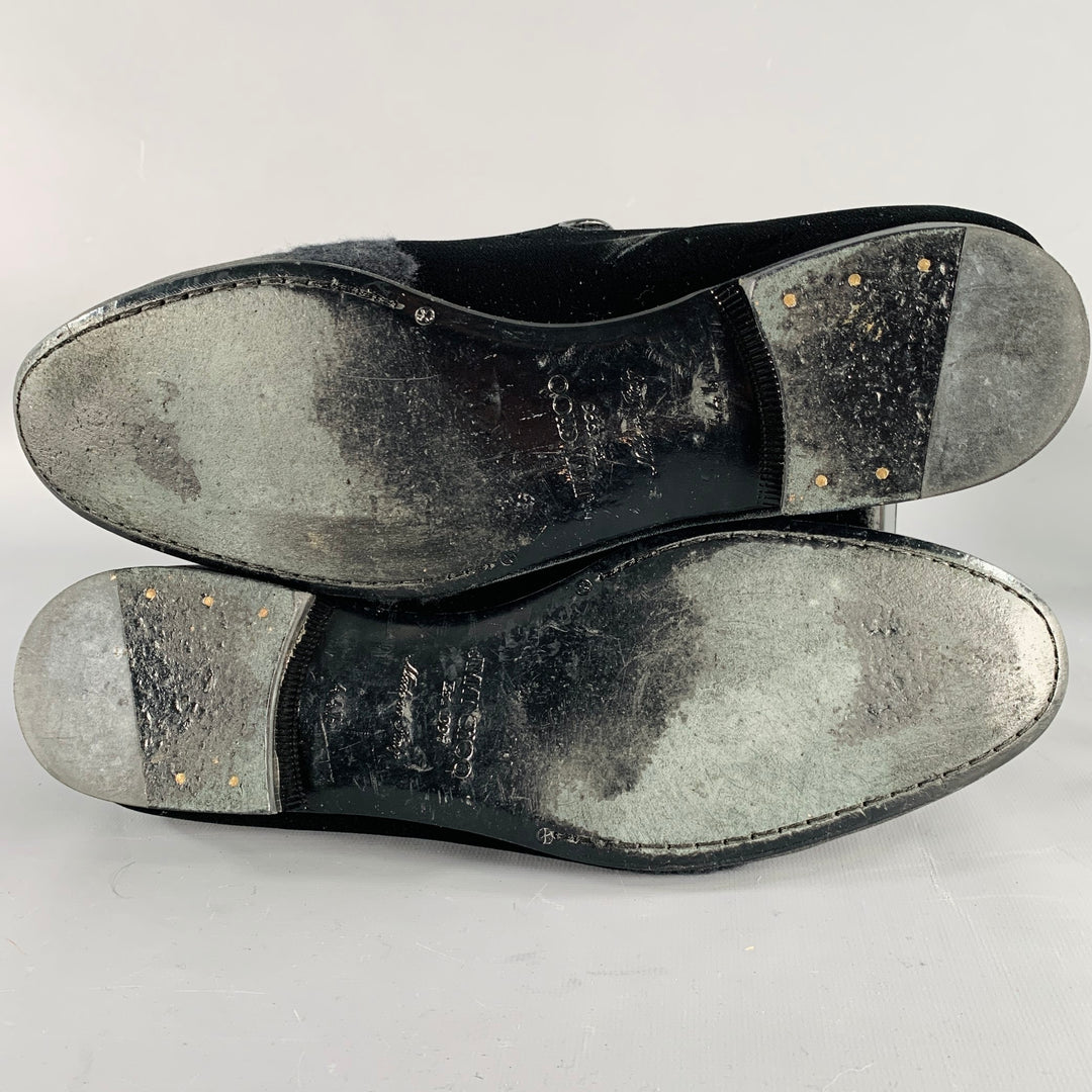 JIMMY CHOO Size 11.5 Black Grey Glitter Velvet Loafers