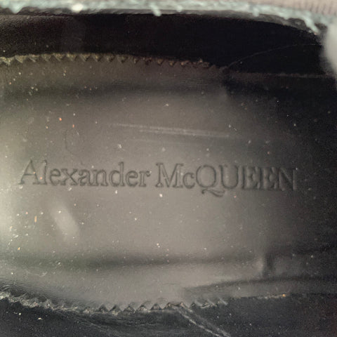 ALEXANDER MCQUEEN Size 10 Black Patent Leather Silver Studded Lace-Up Shoes