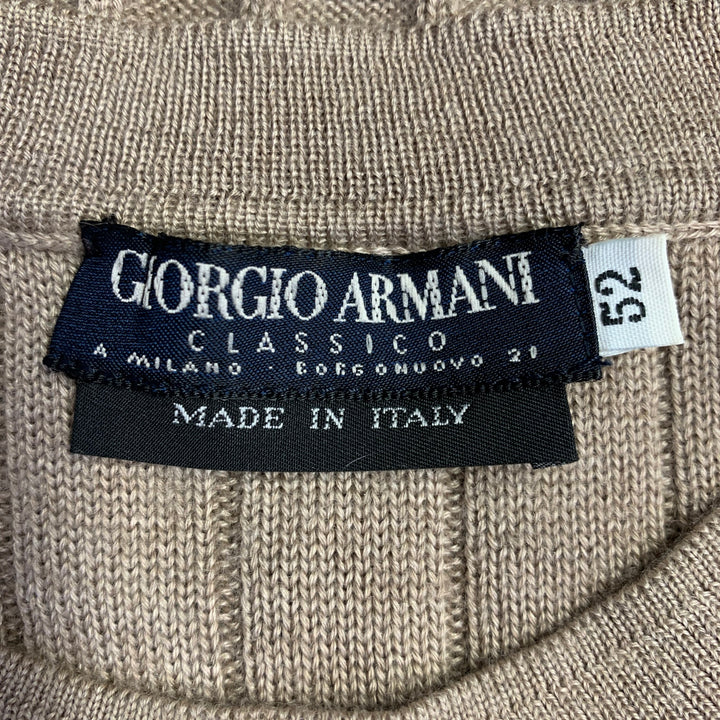 GIORGIO ARMANI Size L Beige Textured Stripe Cashmere Silk Crew Neck Sweater