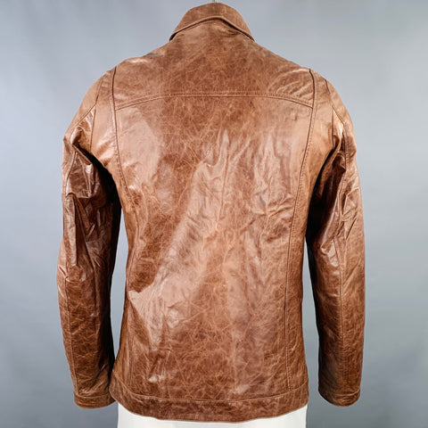 GIORGIO BRATO Size 42 Brown Leather Worker Jacket