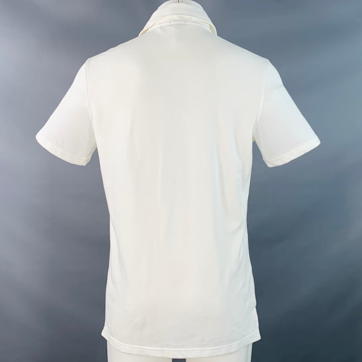 ISAIA Size M Off White Cotton Short Sleeve Polo