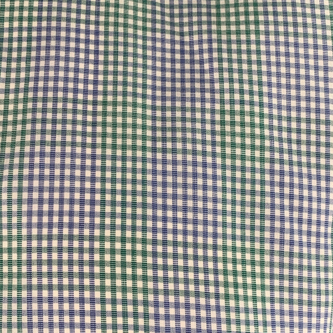 TURNBULL & ASSER Size L Green Blue Gingham Cotton Long Sleeve Shirt
