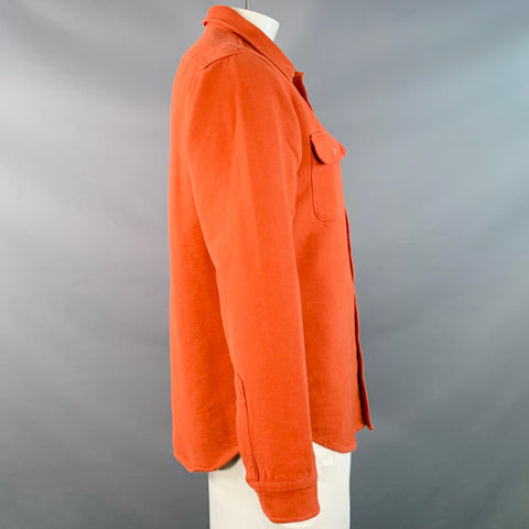 J.CREW Size L Orange Rust Cotton Two Pockets Classic Long Sleeve Shirt