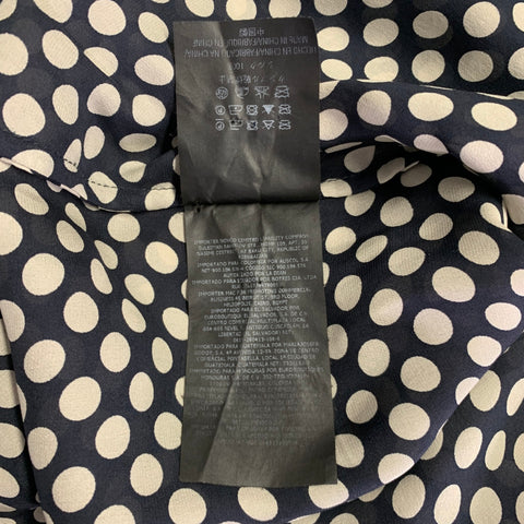 CAROLINA HERRERA Size 8 Black Ivory Silk Polka Dot Pop Over Blouse