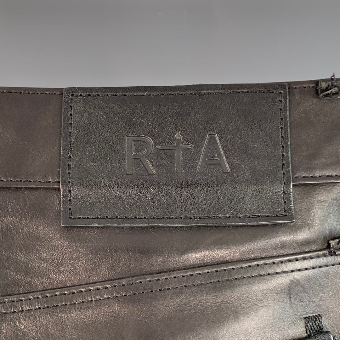 RtA Size 30 Black Leather Jean Cut Slim Tapered Casual Pants
