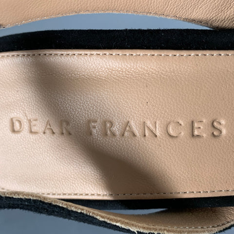 DEAR FRANCES Size 8 Cream Black Acrylic Suede Slingback Sandals