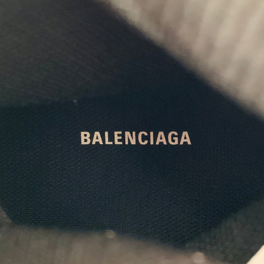 BALENCIAGA Size 8 Speed Stretch Knit Black White Logo Nylon Sock Sneakers