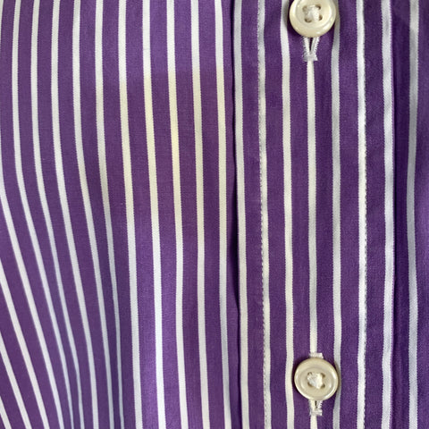 RALPH LAUREN Size XL Purple White Stripe Cotton Long Sleeve Shirt