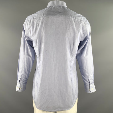 ETON Size L Blue White Stripe Cotton Long Sleeve Shirt
