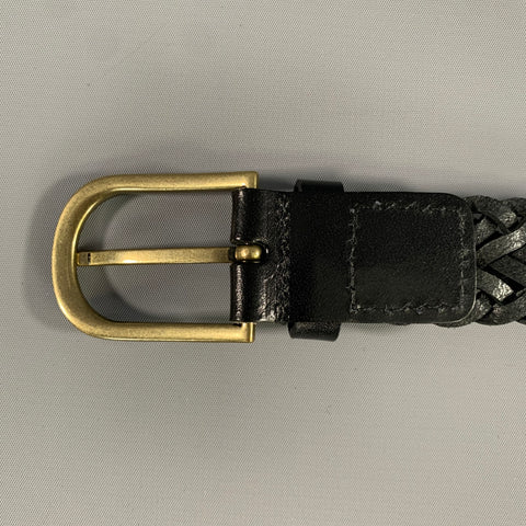 NO BRAND Black Gold Braided Leather Belt
