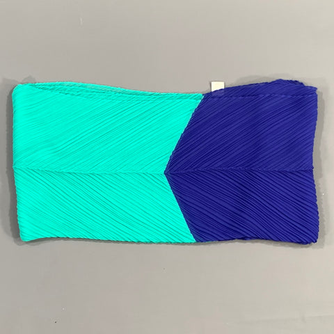 PLEATS PLEASE by ISSEY MIYAKE Blue Green Pleated Polyester Scarves & Shawls