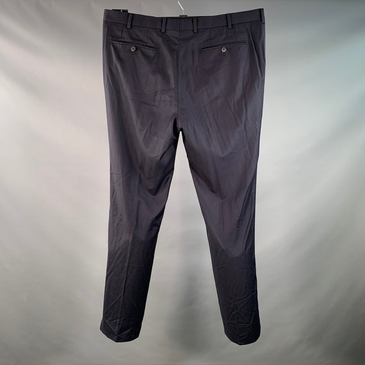 KENT & CURWEN Size 40 Navy Wool Twill Pleated Straight Dress Pants