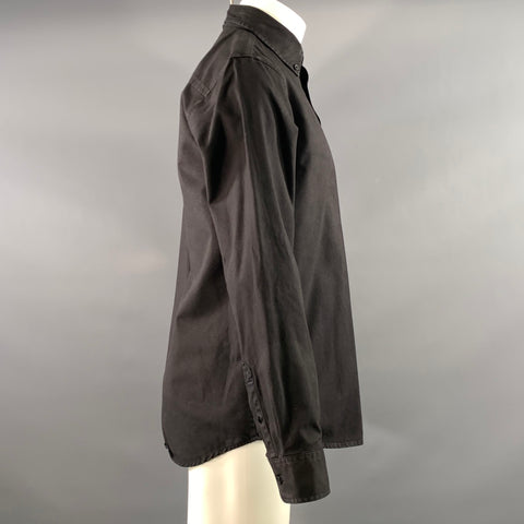 CARHARTT Size M Black Embroidery Cotton Button Down Long Sleeve Shirt