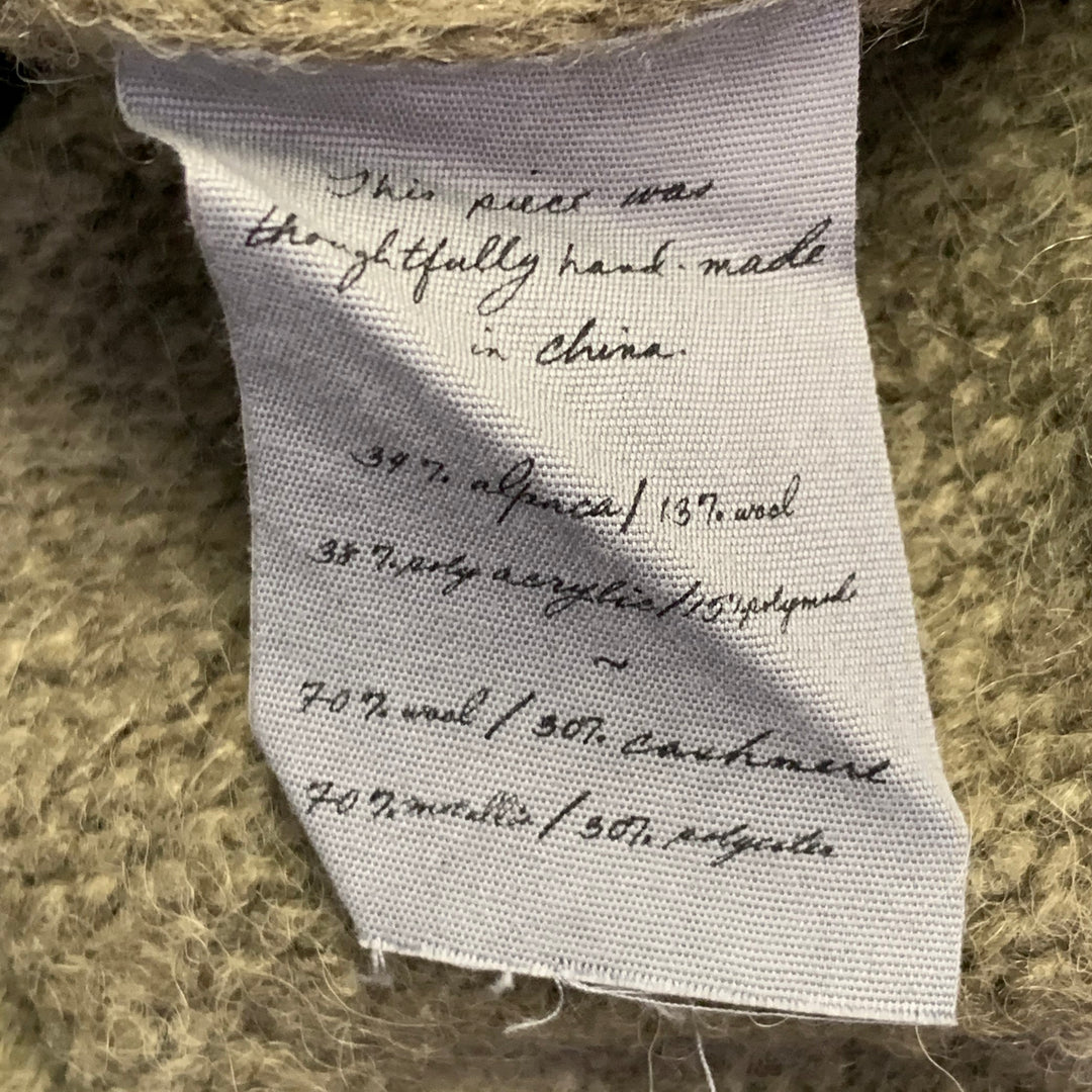 RAQUEL ALLEGRA Size 2 Green White Yellow Alpaca Blend Knit Eye Chain Sweater