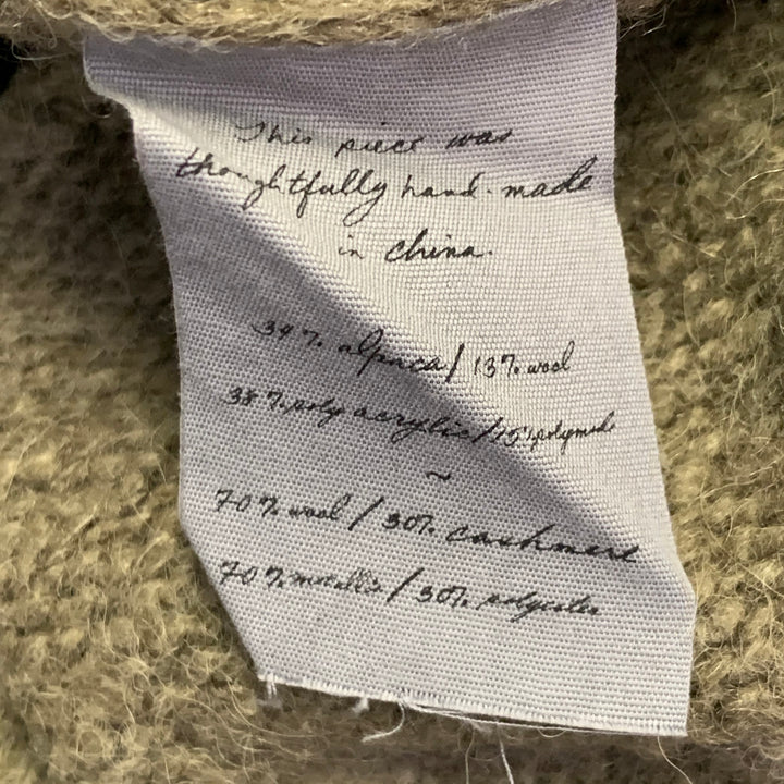 RAQUEL ALLEGRA Size 2 Green White Yellow Alpaca Blend Knit Eye Chain Sweater