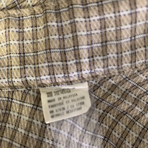 YVES SAINT LAURENT Size M Beige Tan Plaid Cotton Polyester Long Sleeve Shirt