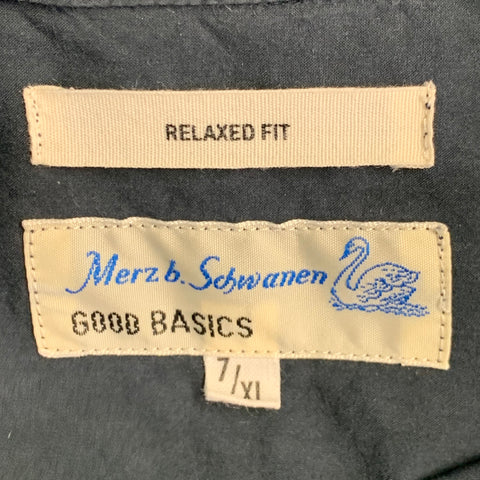 MERZ B. SCHWANEN Size XL Grey Charcoal Cotton One Pocket Long Sleeve Shirt