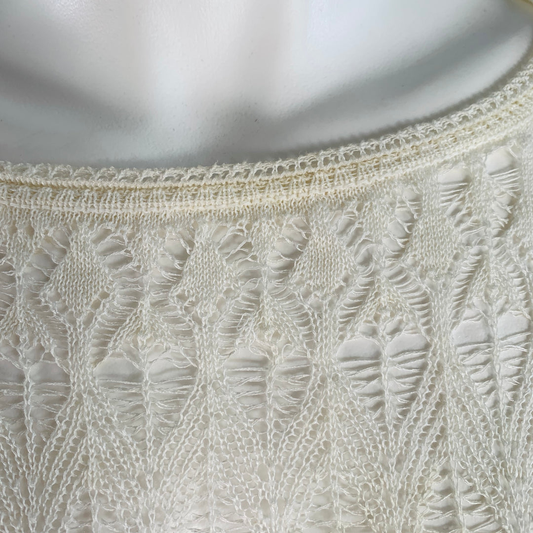 VINTAGE Size M Cream Lace Long Sleeve Casual Top