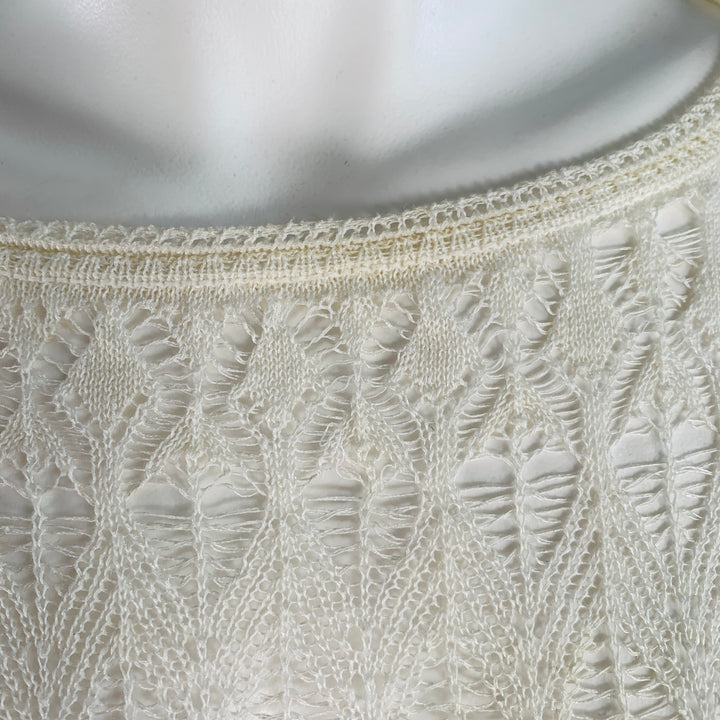 VINTAGE Size M Cream Lace Long Sleeve Casual Top