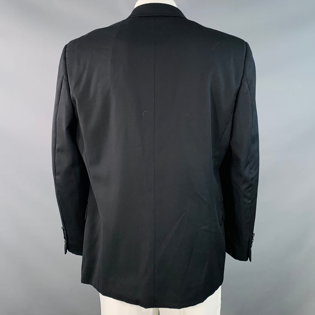 VALENTINO Size 46 Regular Black Twill Virgin Wool Notch Lapel Sport Coat