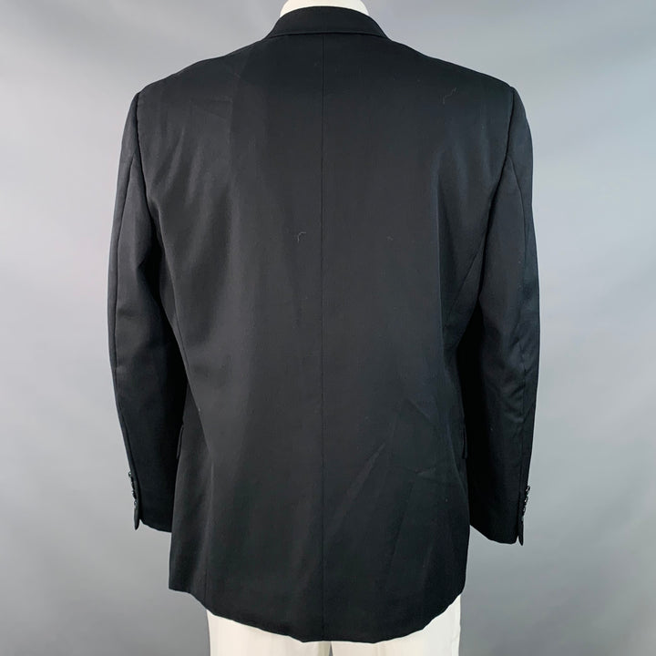 VALENTINO Size 46 Regular Black Twill Virgin Wool Notch Lapel Sport Coat