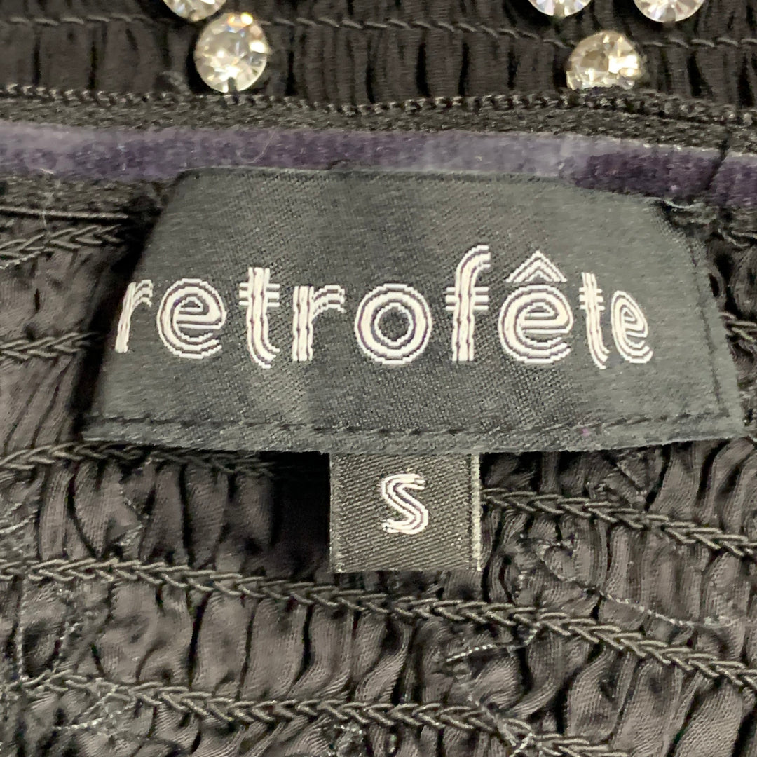 RETROFETE Size S Black Silver Viscose Crystal Embellishment Strapless Mini Dress
