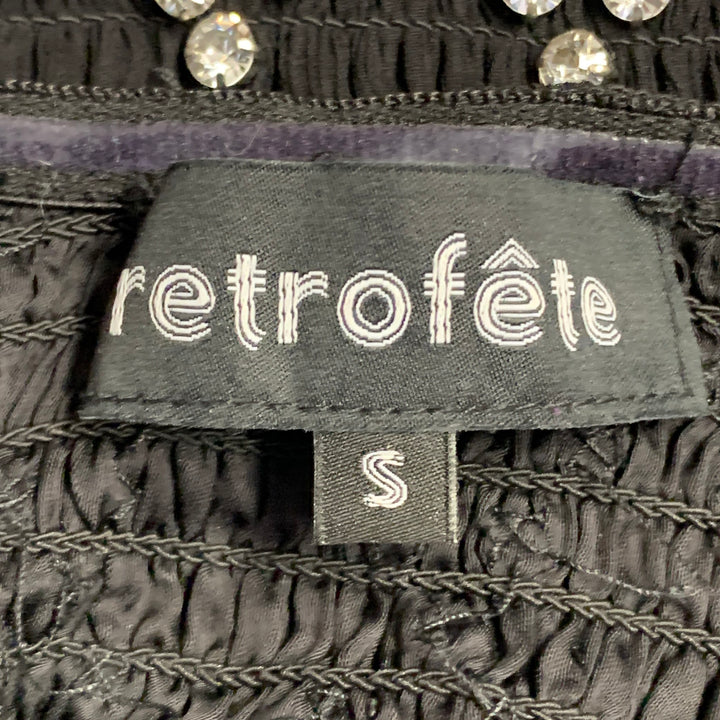 RETROFETE Size S Black Silver Viscose Crystal Embellishment Strapless Mini Dress
