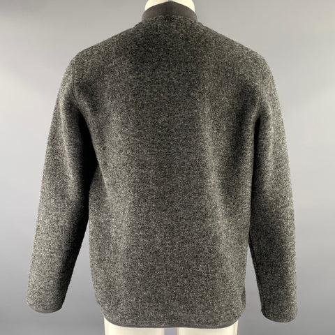 HARTFORD Size L Grey Textured Wool Blend Bomber Jacket