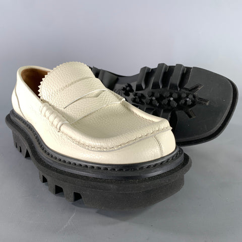 DRIES VAN NOTEN Size 6.5 Ivory Black Leather Loafers