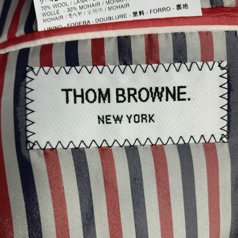 THOM BROWNE Taille 0 Noir Gris Laine Mohair Gilet Donegal