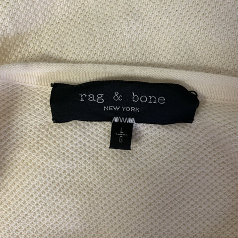 RAG & BONE Size L Cream Knit Cotton Thermal Long Sleeve Shirt