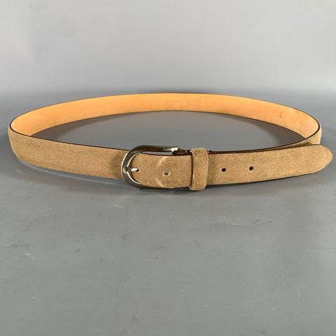 BERGDORF GOODMAN Size 38 Khaki Solid Suede Belt