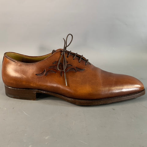 STEFANOBI Size 10  Brown Cut Out Leather Oxford Lace Up Shoes