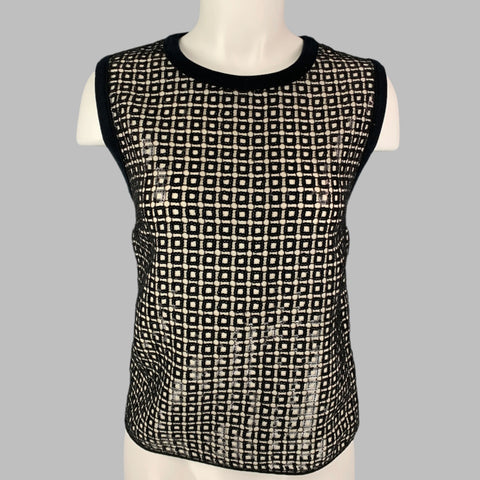 GIAMBATTISTA VALLI Size S Black Polyester Sequined Sleeveless Dress Top