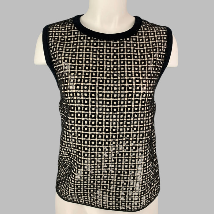 GIAMBATTISTA VALLI Size S Black Polyester Sequined Sleeveless Dress Top
