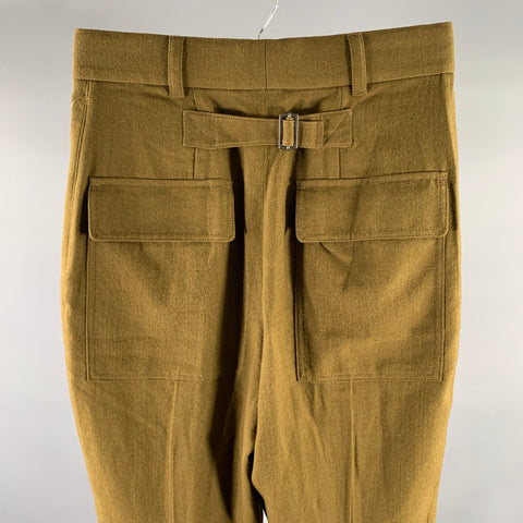 HAIDER ACKERMANN Size 31 Brown Olive Wool Pleated Casual Pants