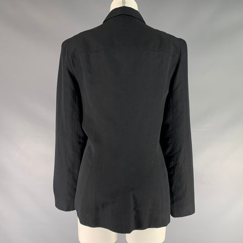 KENZO Size 8 Black Viscose Blend Button Up Jacket