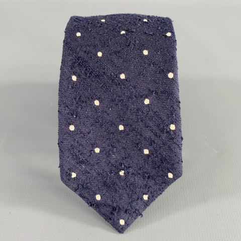 STEVEN ALAN Navy White Dots Silk Tie
