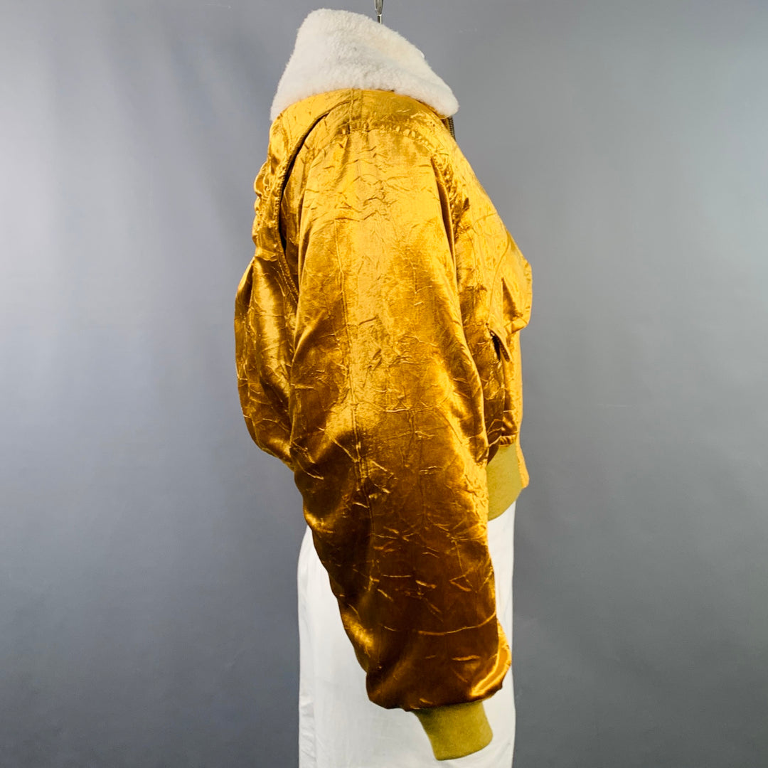 HAIDER ACKERMANN Size 44 Gold Velvet Rayon Blend Zip Up Blouson Jacket