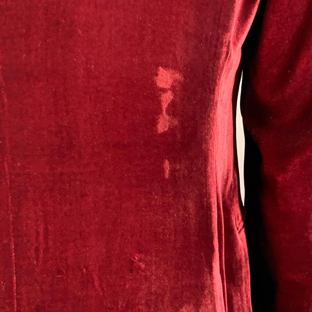 ARMANI COLLEZIONI Size 46 Long Burgundy Velvet Rayon Silk Sport Coat