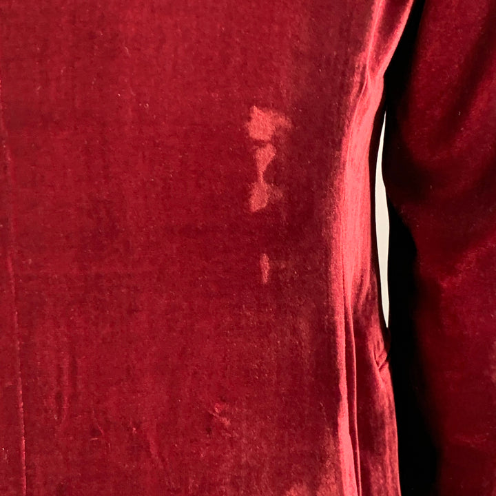 ARMANI COLLEZIONI Size 46 Long Burgundy Velvet Rayon Silk Sport Coat